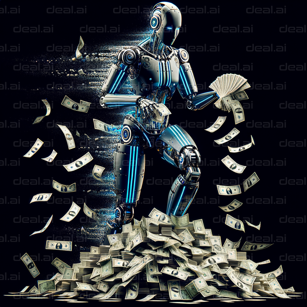 "Robot Handling Money Pile"