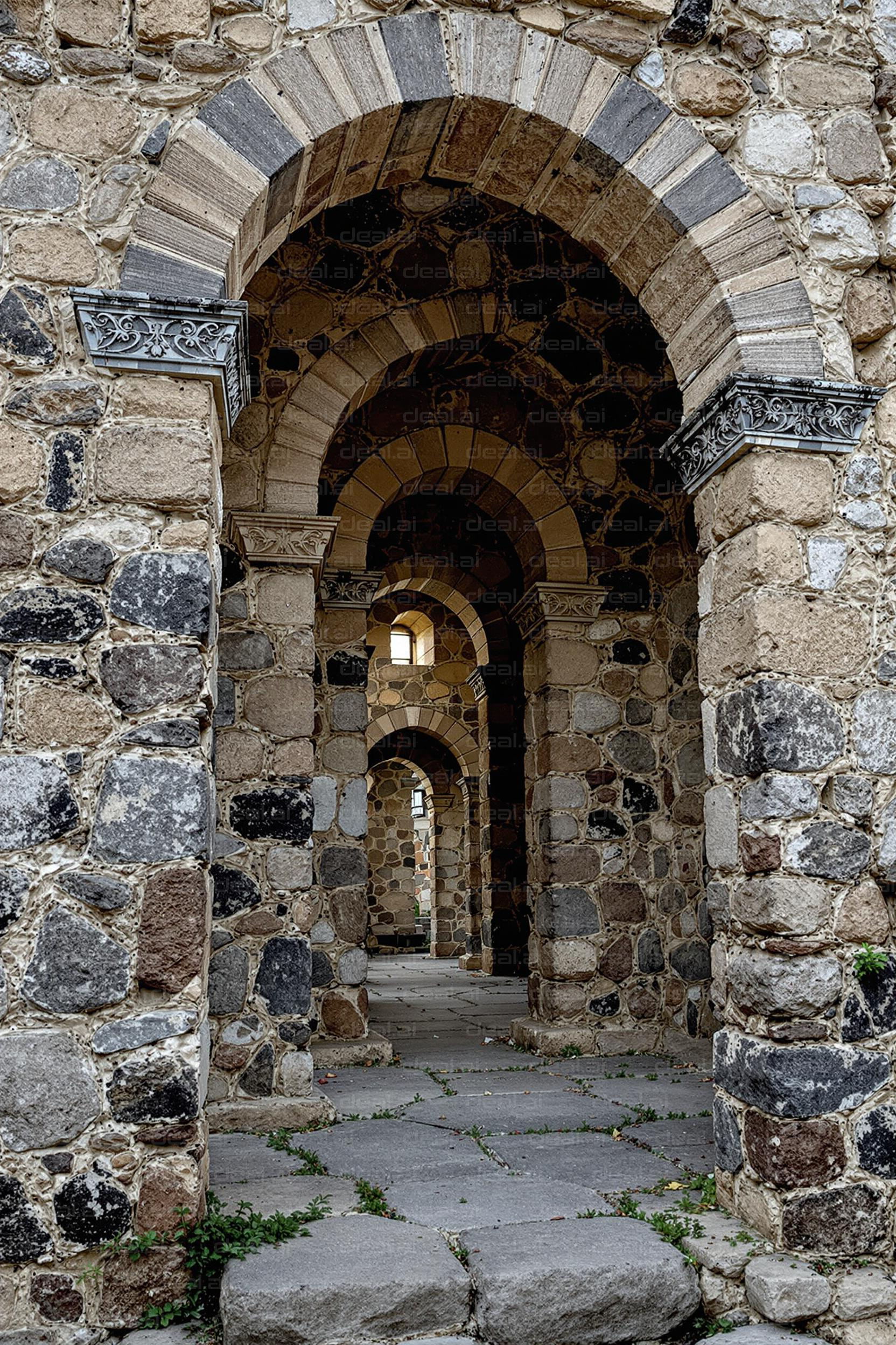 "Medieval Stone Archways"