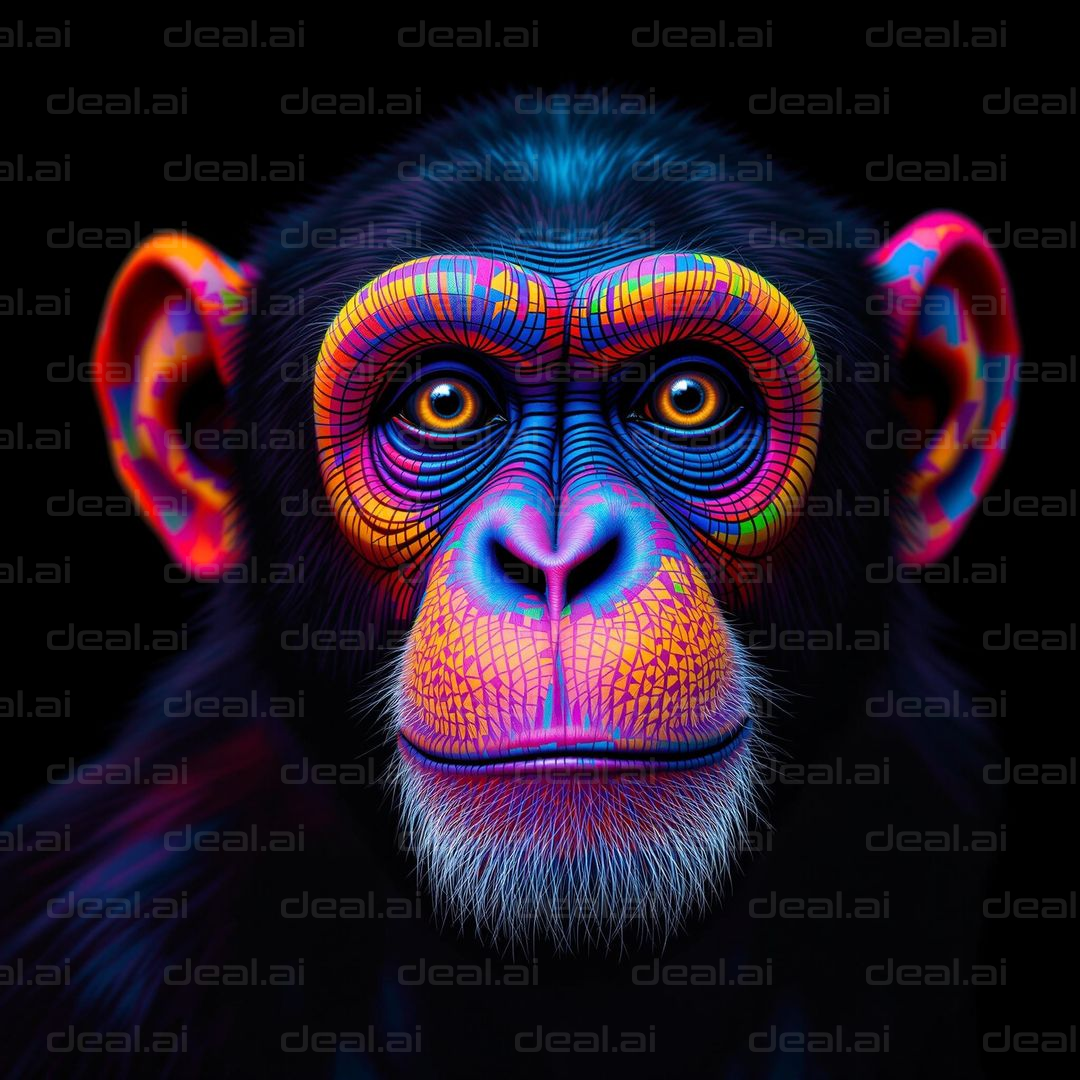 "Psychedelic Chimp Portrait"