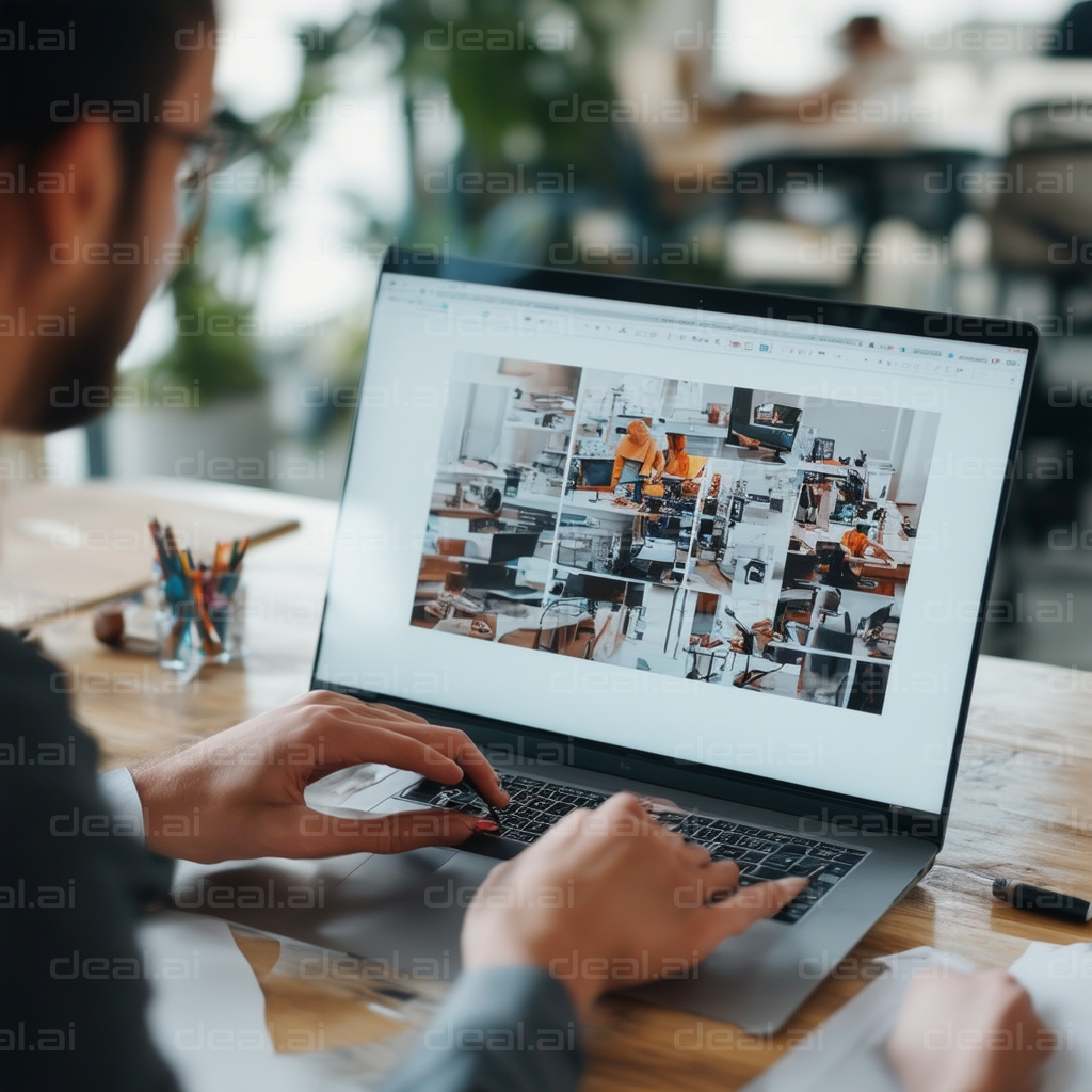 Man Editing Photos on a Laptop