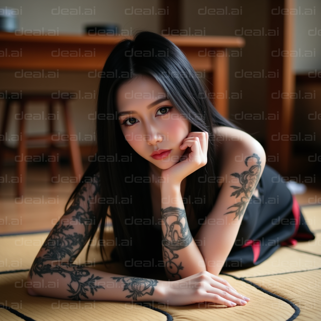 Tattooed Elegance and Reflection