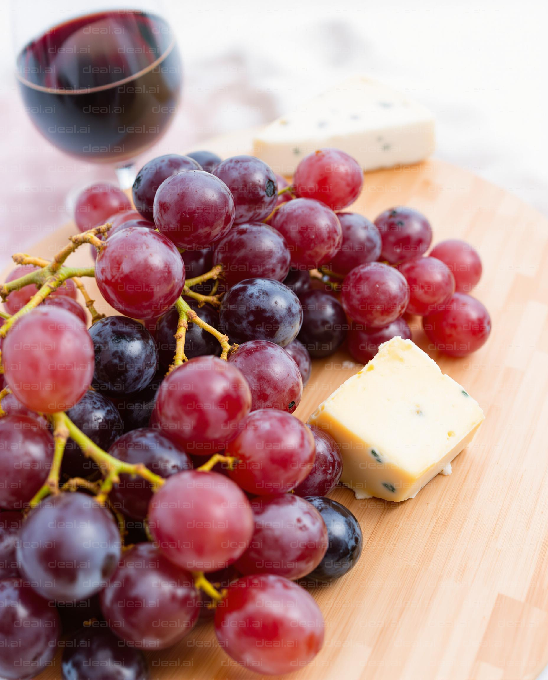Grapes, Cheese, and Wine Delight