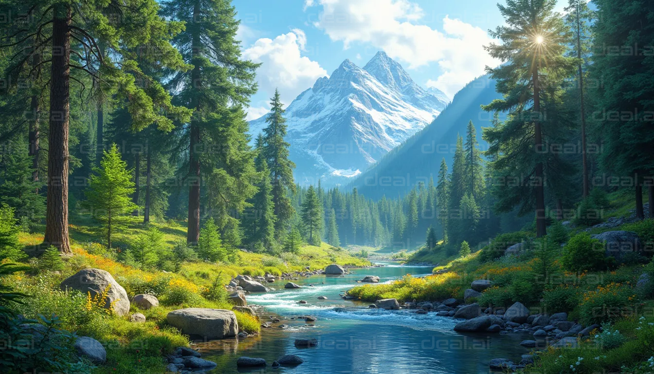 Tranquil Mountain Stream Scene