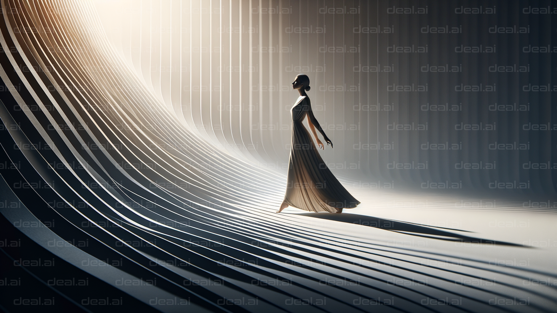 "Graceful Silhouette in Abstract Light"