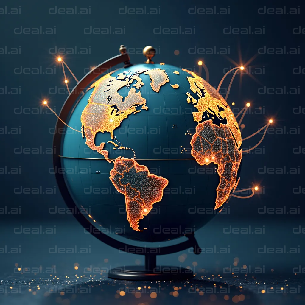 Glowing Connections on a Digital Globe