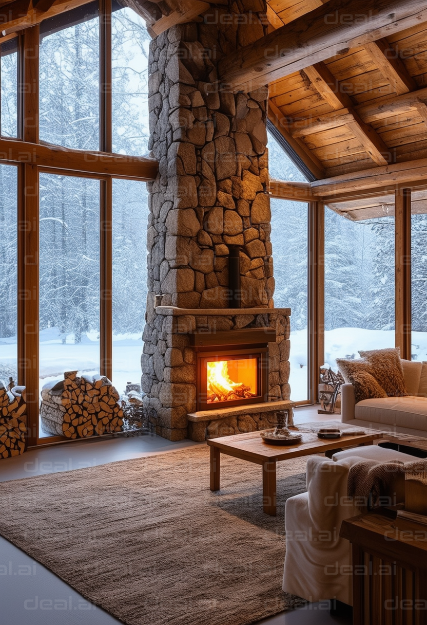 Cozy Cabin with Fireplace and Snow View