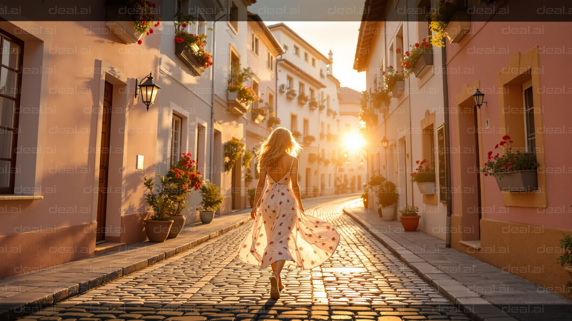 "Sunlit Stroll in Charming Alleyway"