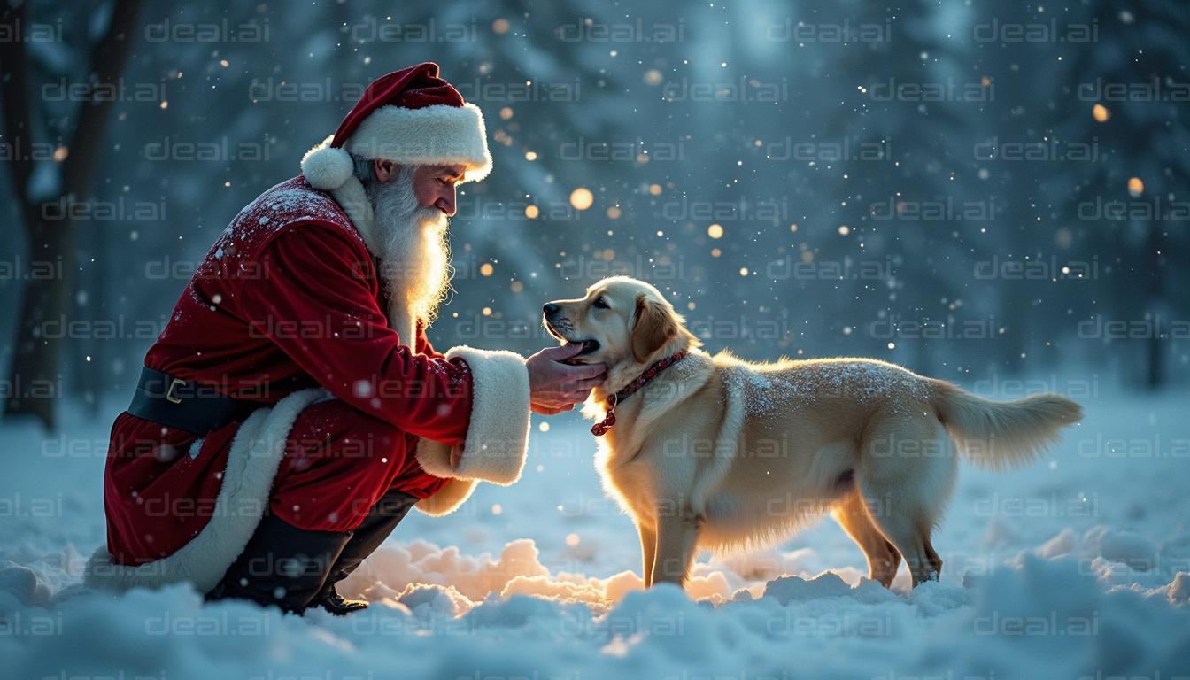 Santa and Dog Share Winter Magic