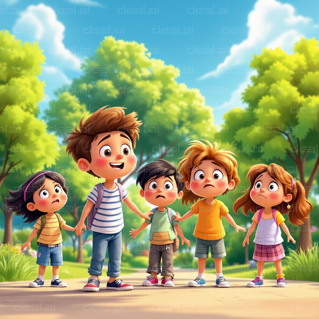 Surprised Kids in the Park