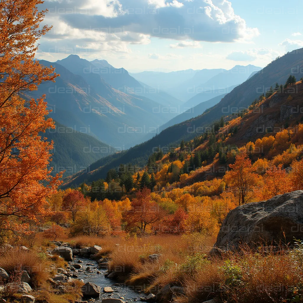 "Mountain Valley in Autumn Splendor"