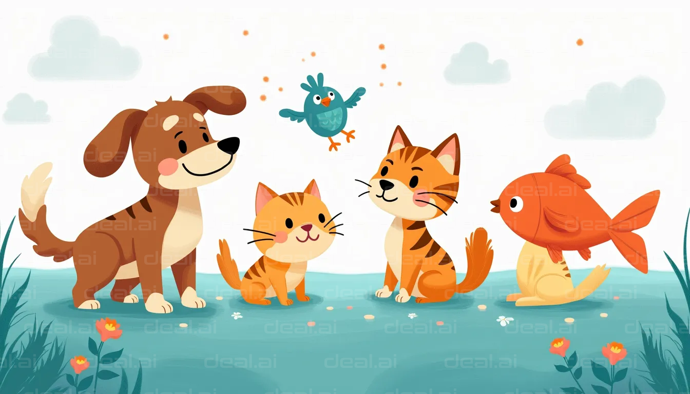 "Friendly Animals Gather in Joy"