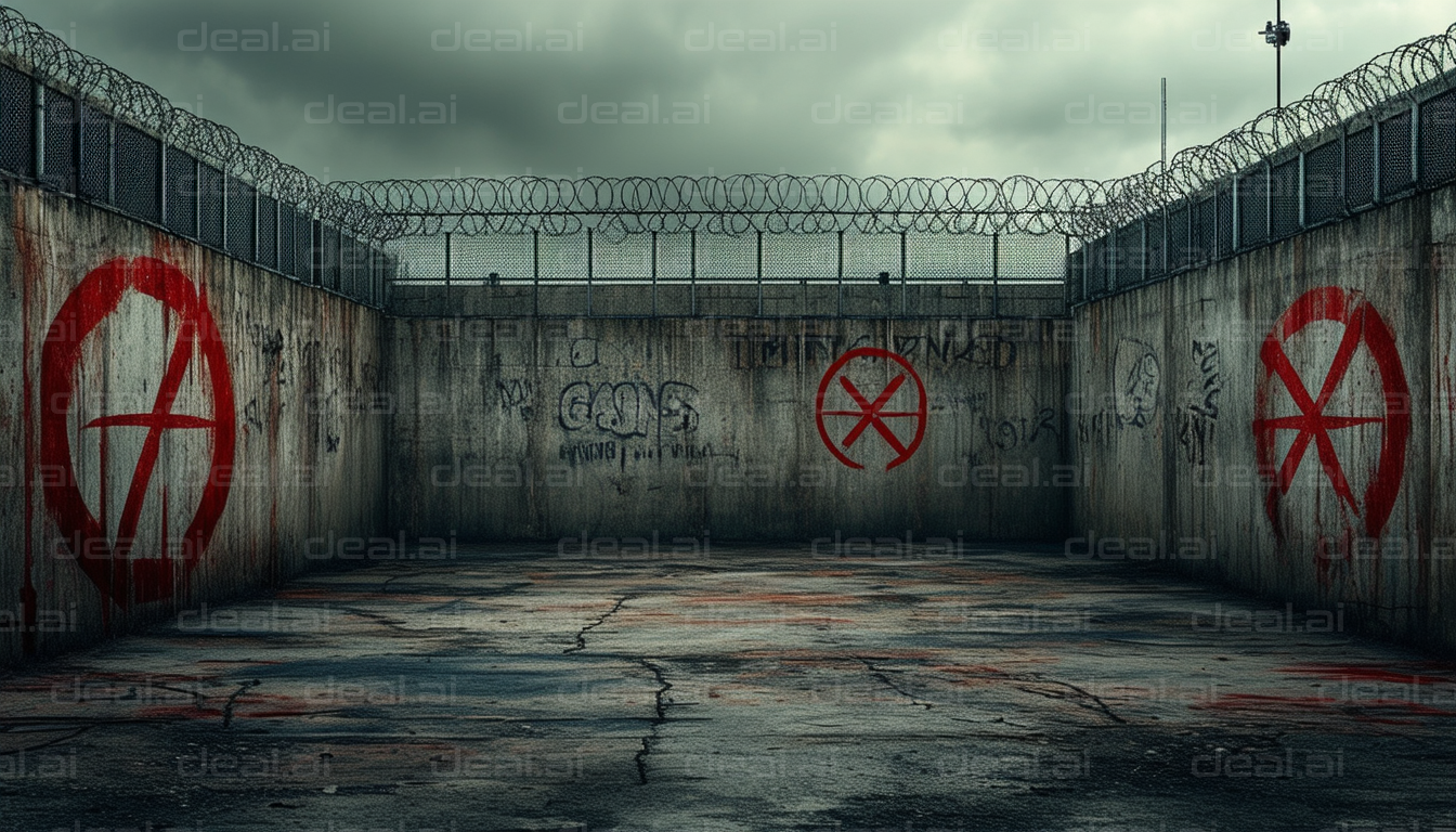 Graffiti in a Barbed Wire Prison Yard