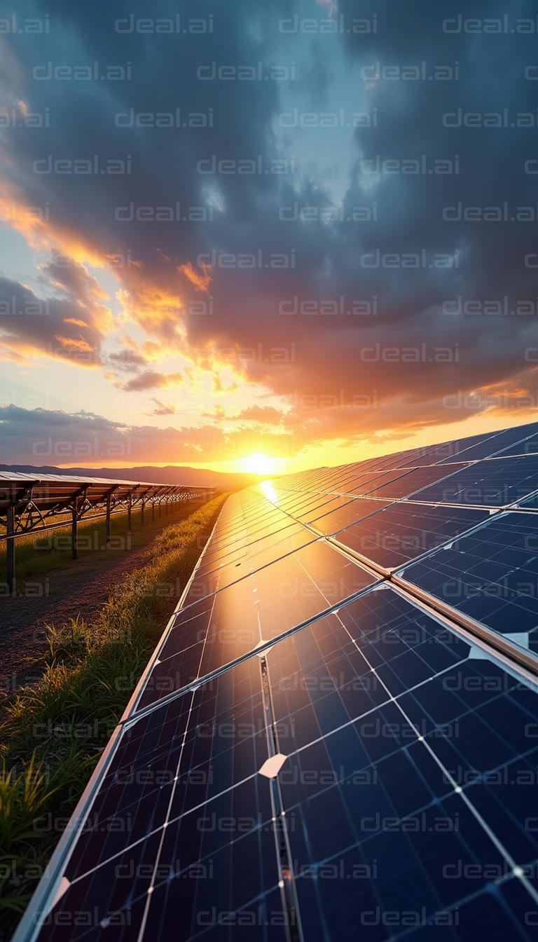 "Solar Panels at Sunset"