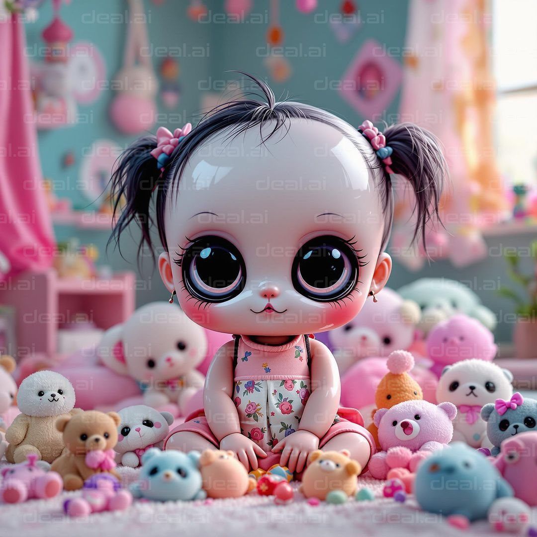 "Adorable Doll in Toy Wonderland"