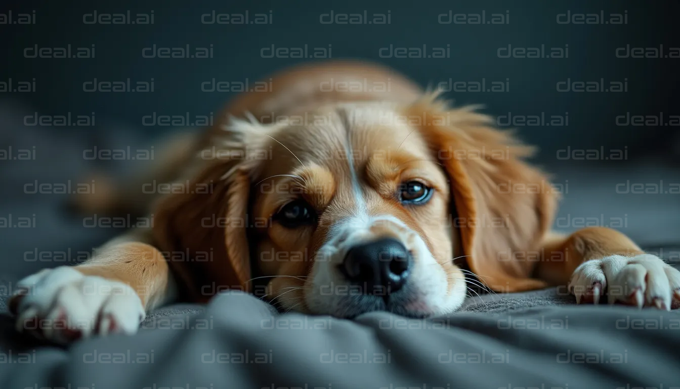 Sleepy Puppy Relaxing on Bed