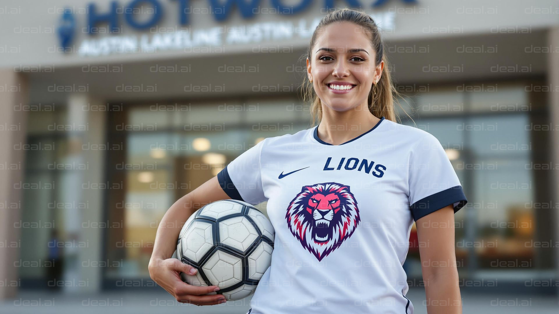 Soccer Player with Ball Smiling