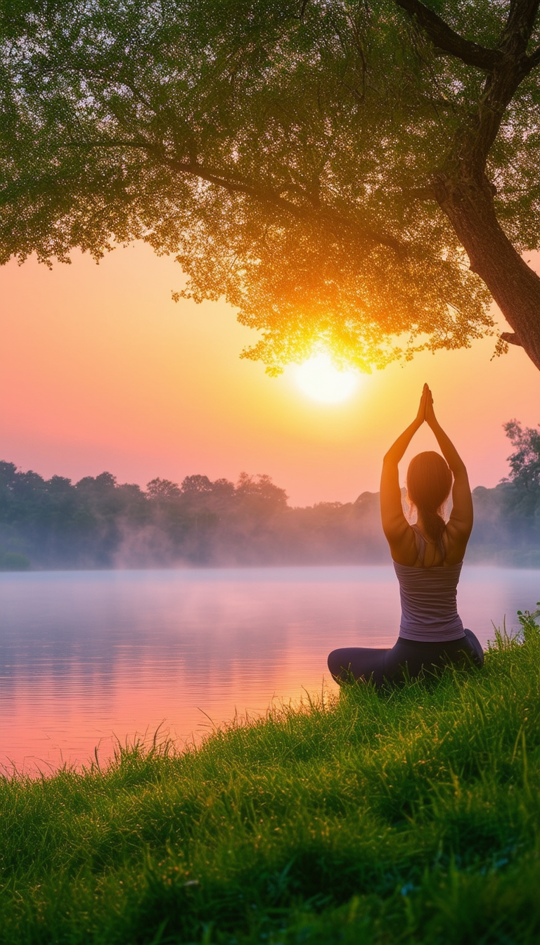 "Sunrise Meditation by the Lake"