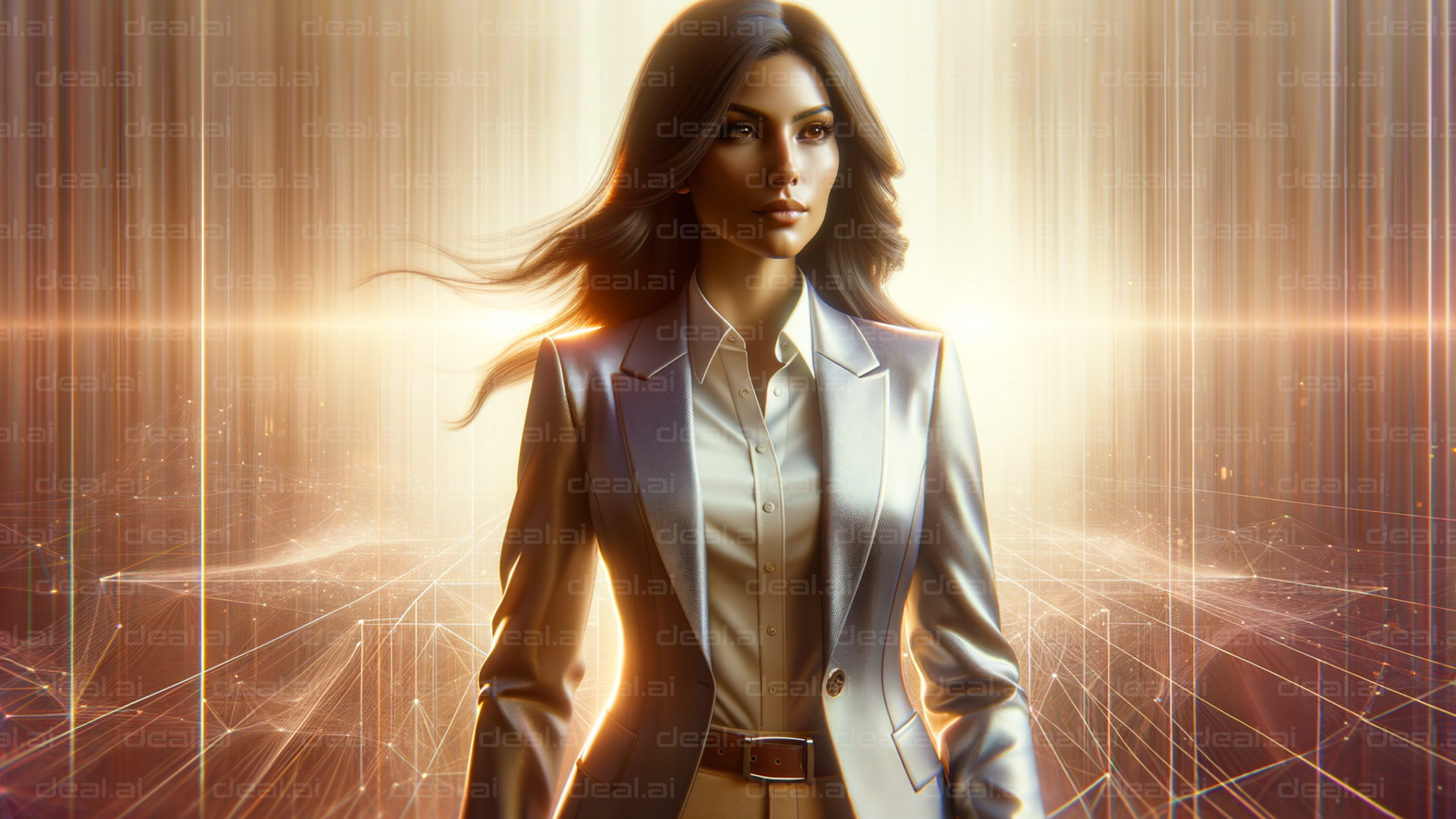 "Elegant Woman in Futuristic Setting"