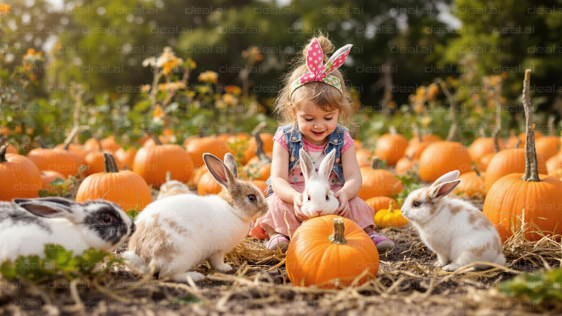 Autumn Fun with Bunnies and Pumpkins