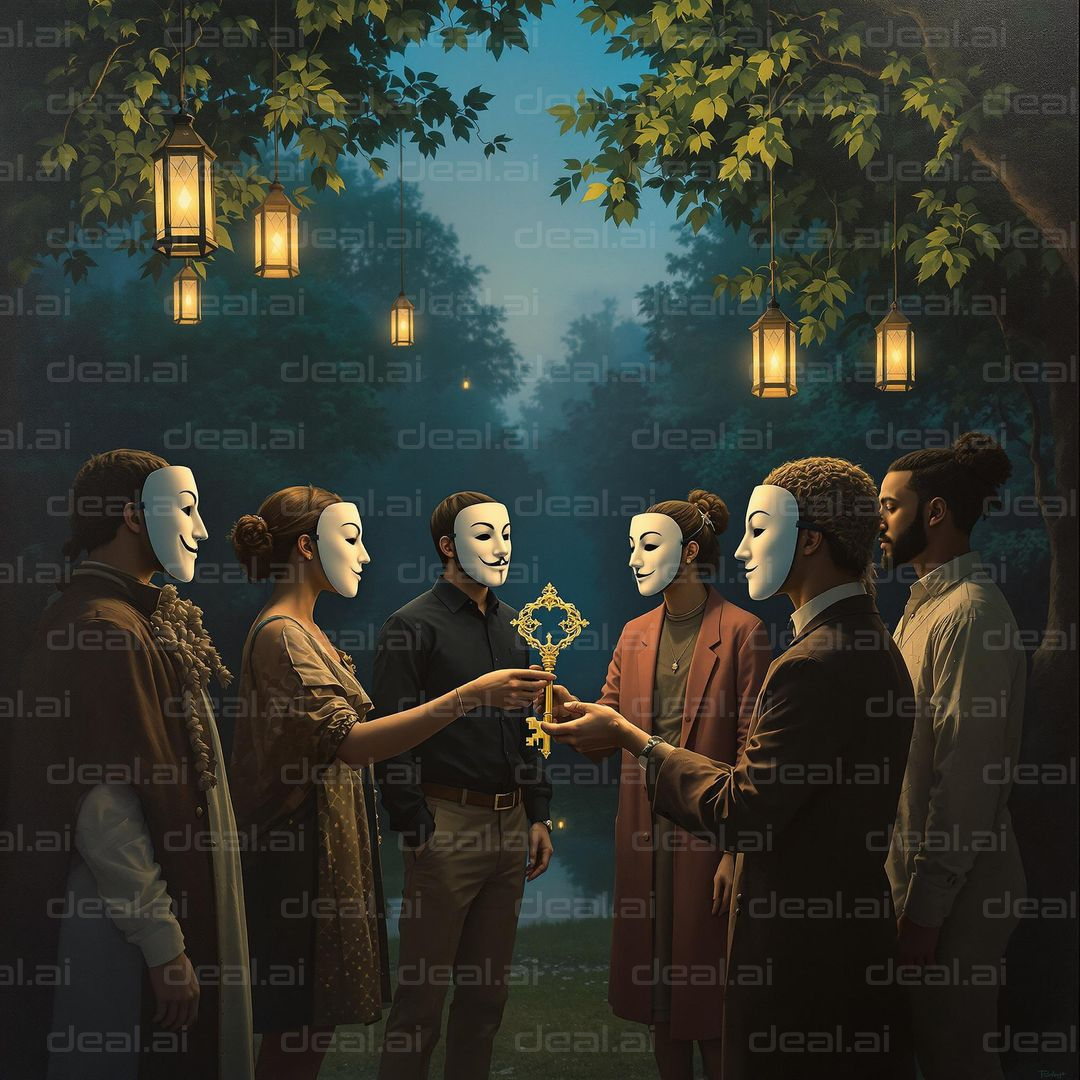 Masked Gathering Under Lanterns