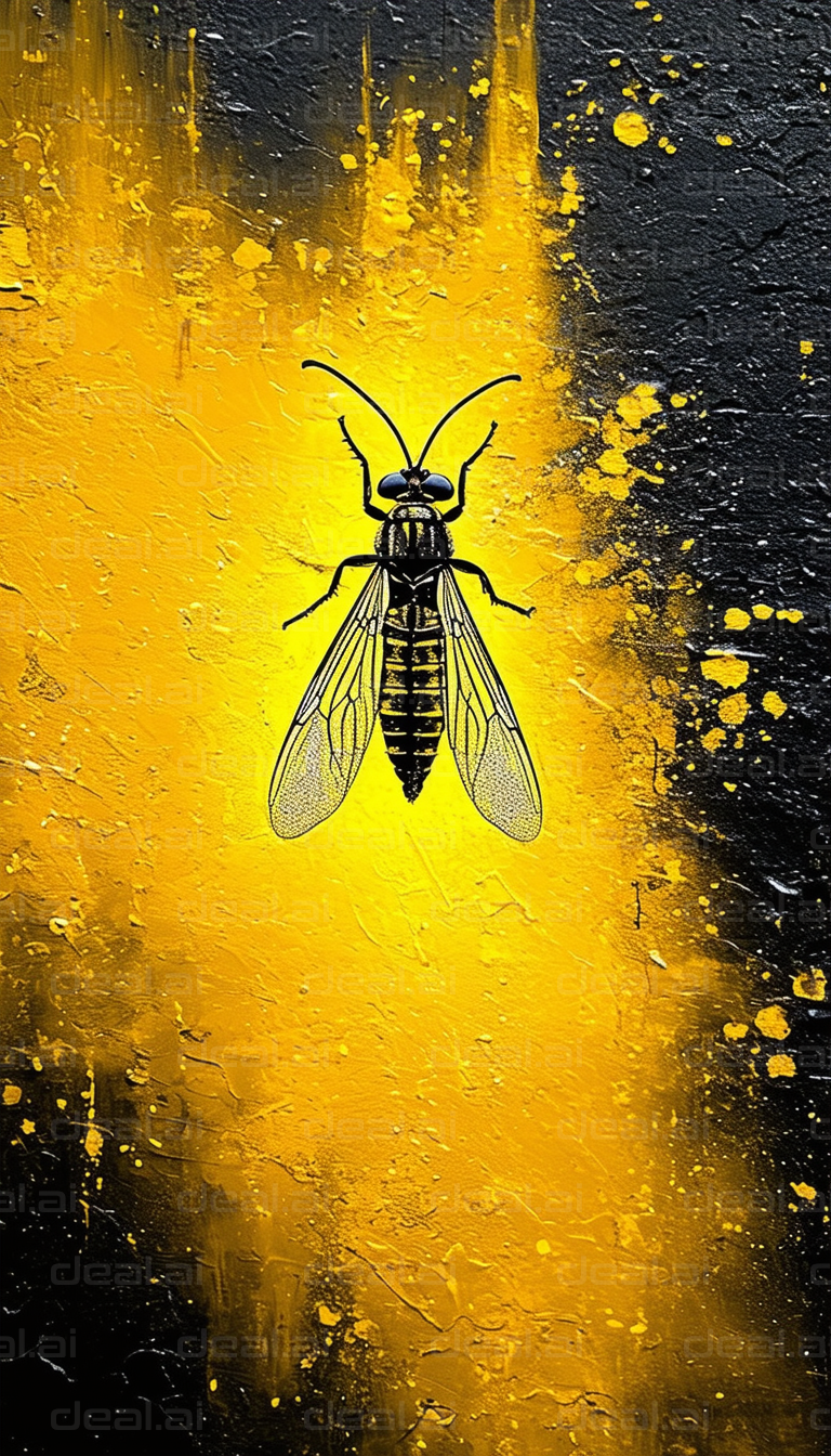 "Yellow and Black Abstract Insect Art"