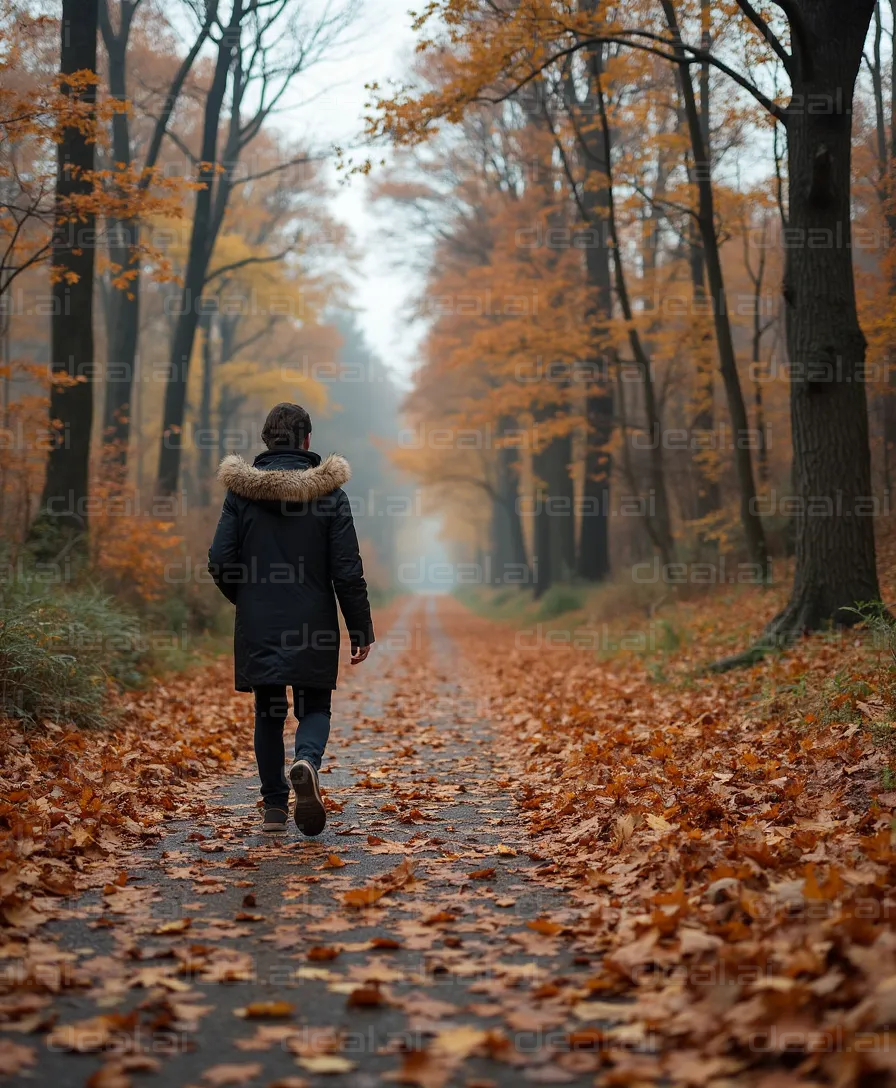 Stroll in an Autumn Forest Path