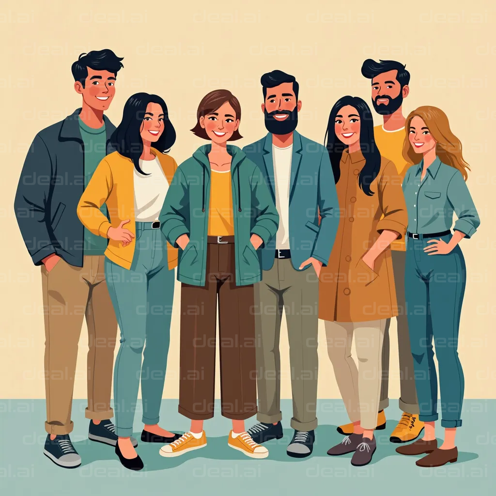 "Group of Friends Smiling Together"