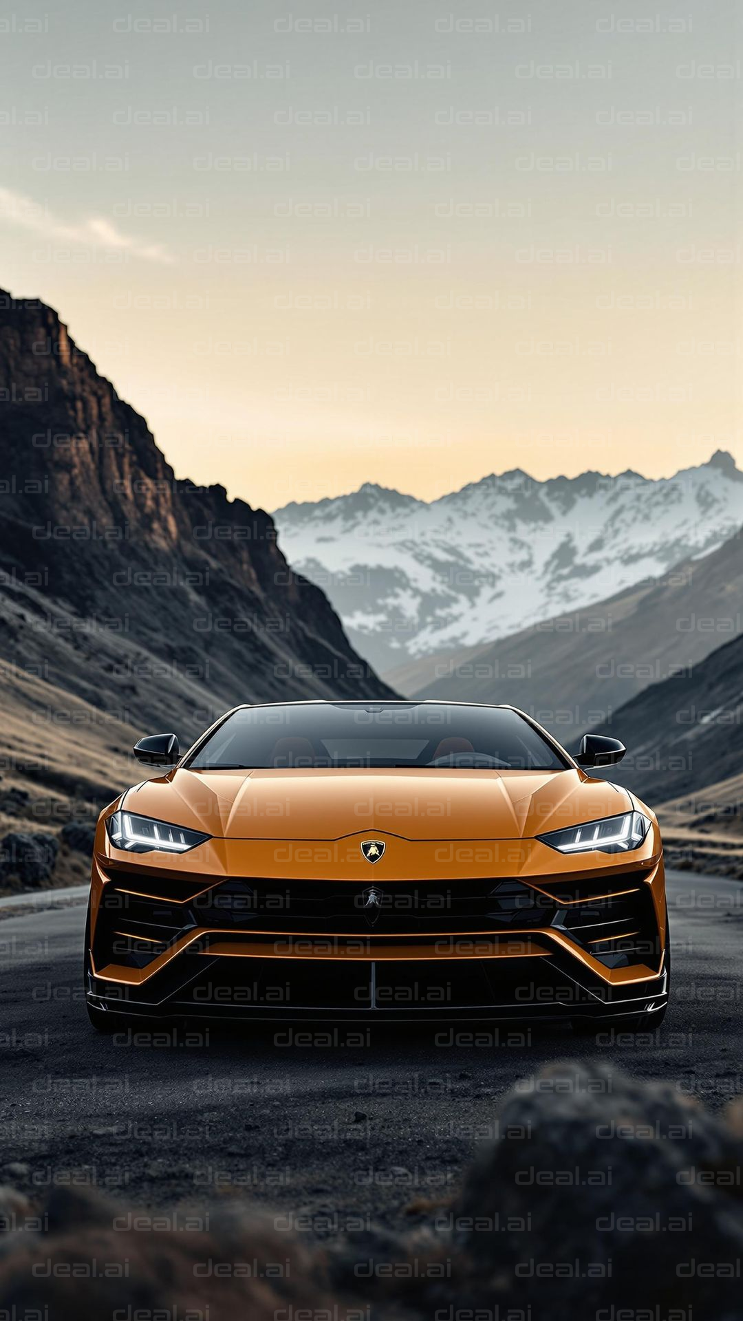 Orange Supercar in Mountainous Terrain