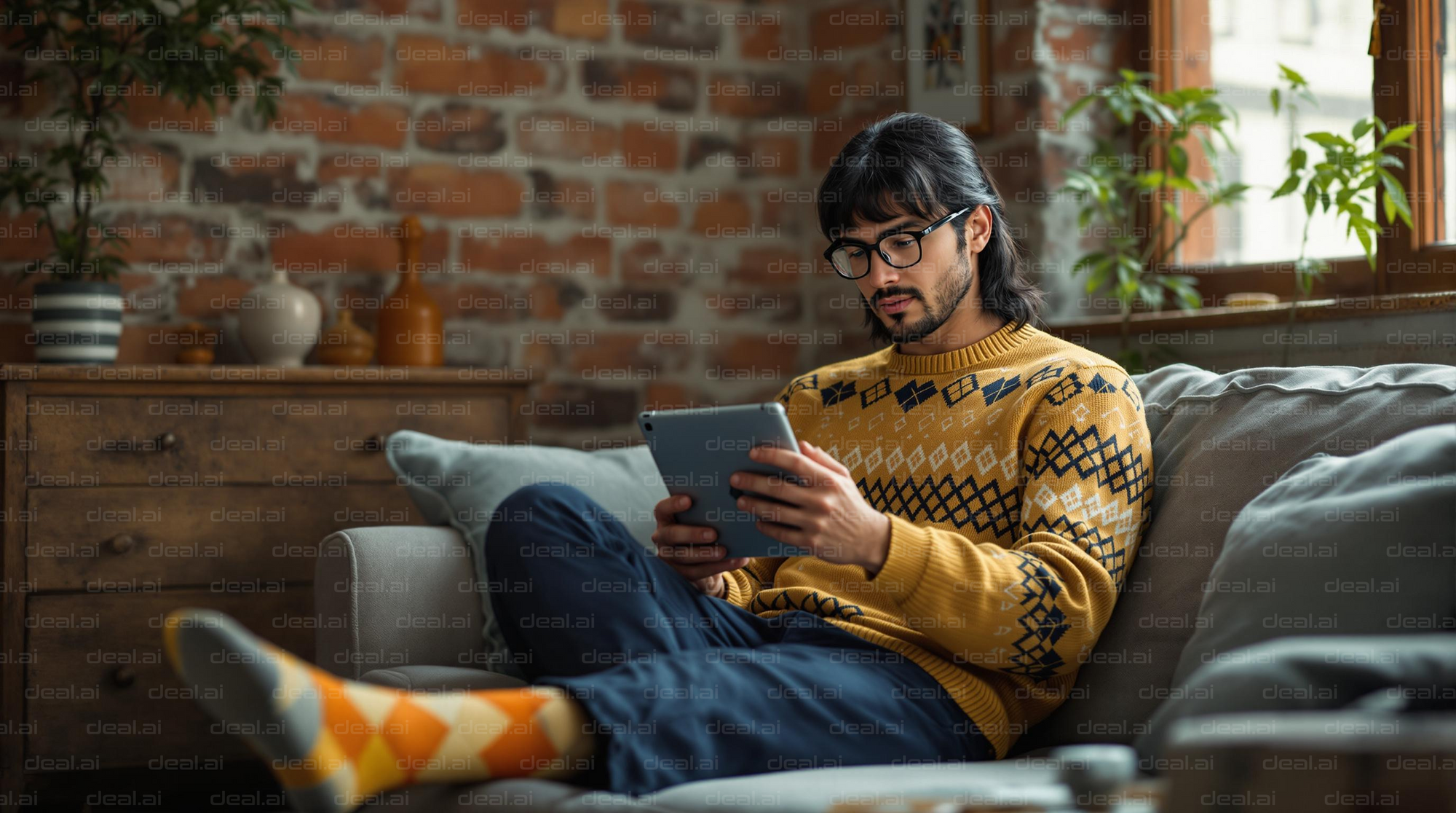 Cozy Reading on the Sofa