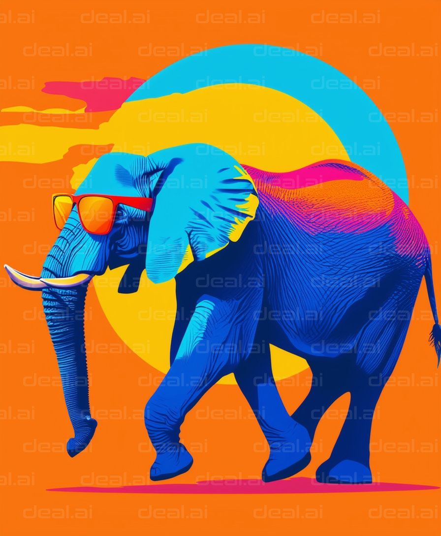 "Cool Elephant in Vibrant Colors"