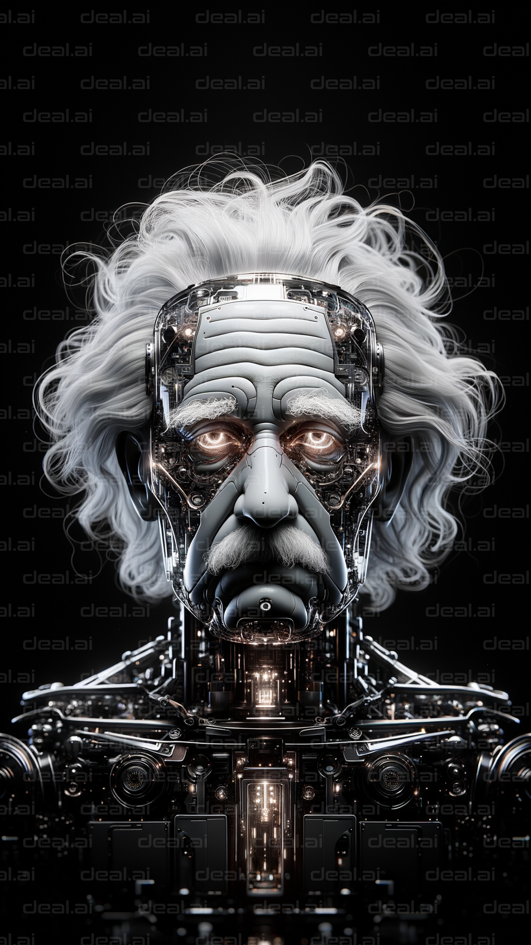 "Futuristic Robot Genius Portrait"
