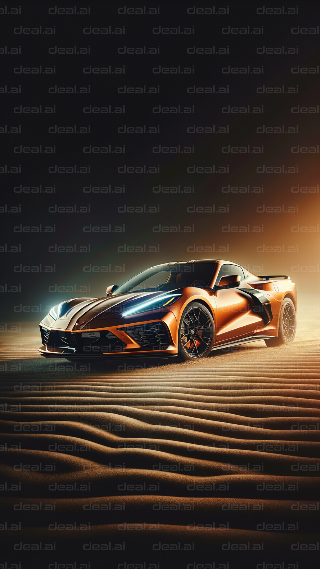 Sleek Car on Desert Sands at Dusk