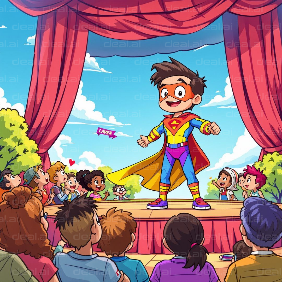 "Superhero Kid Takes the Stage"