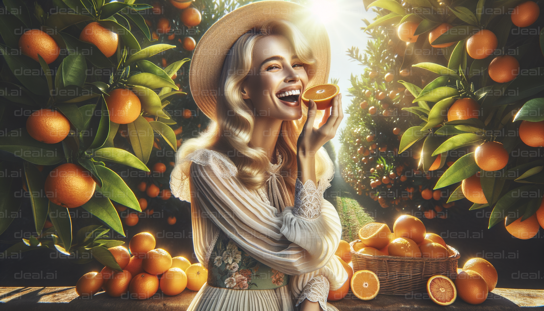 "Sunlit Citrus Orchard Delight"