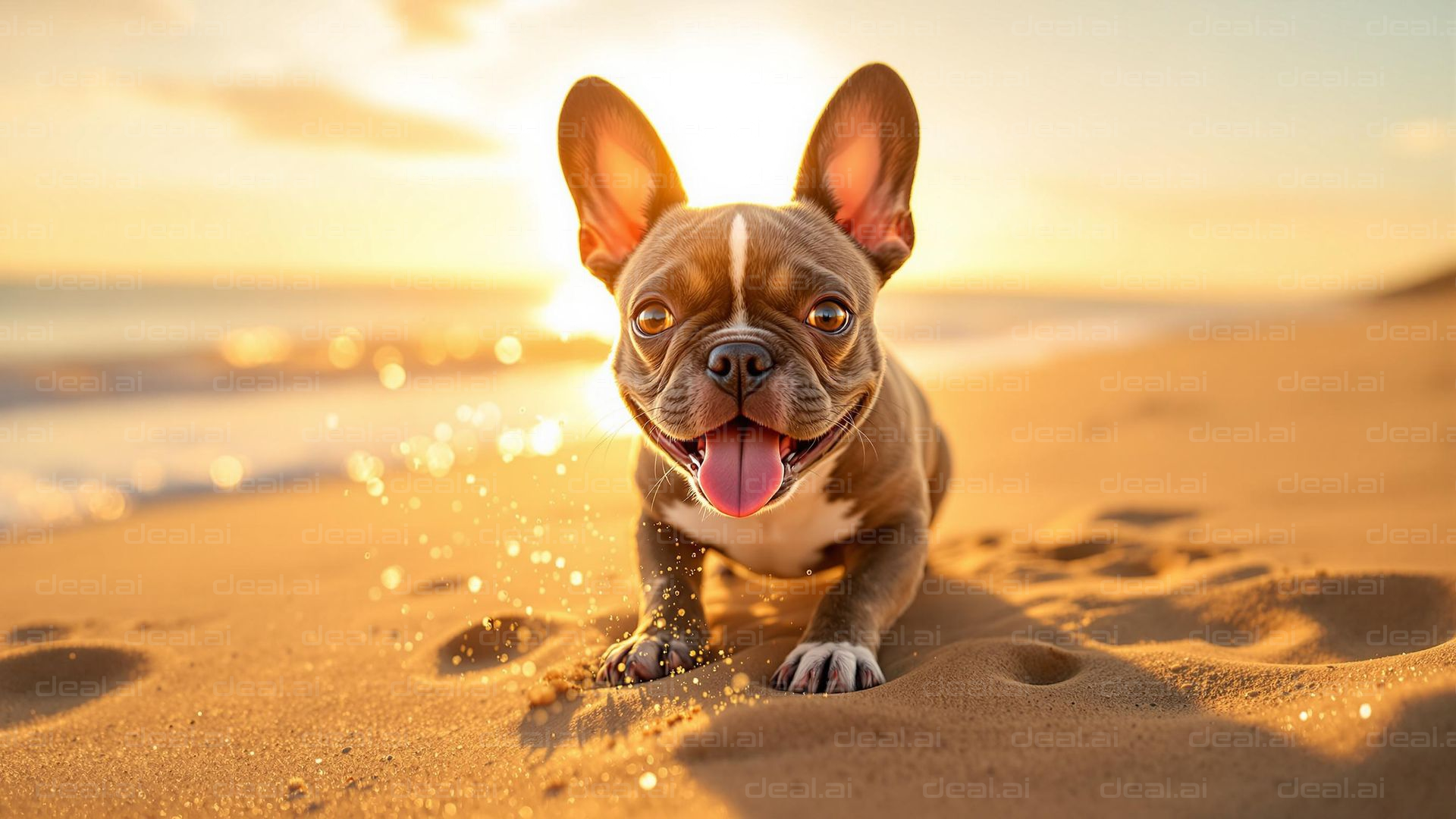 Beach Pup Delight at Sunset