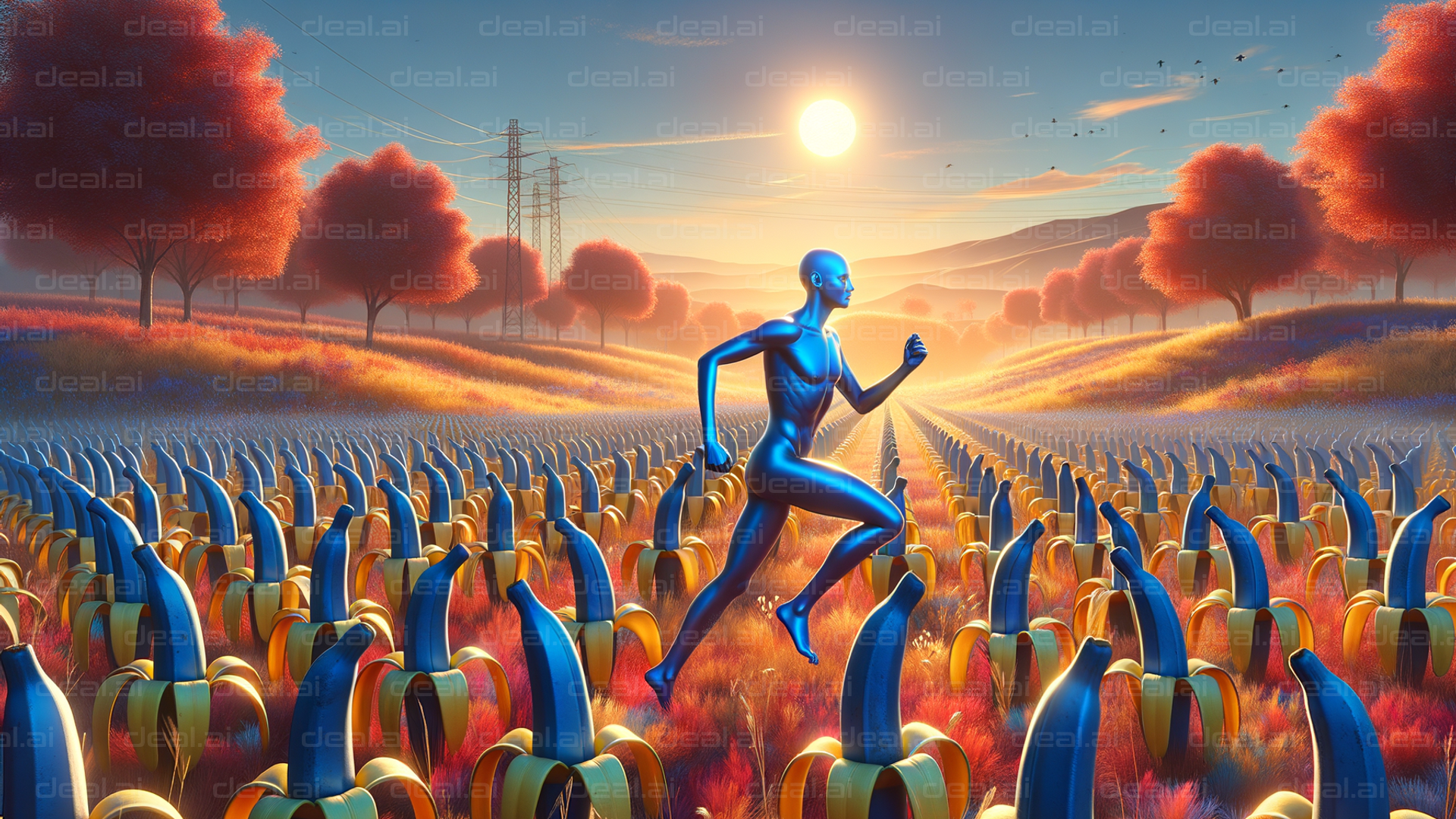 "Futuristic Runner in a Surreal Landscape"