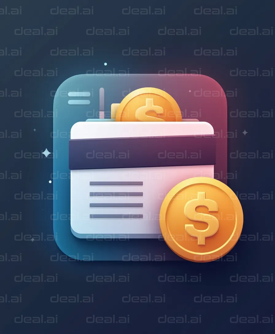 "Digital Wallet and Coins Icon"