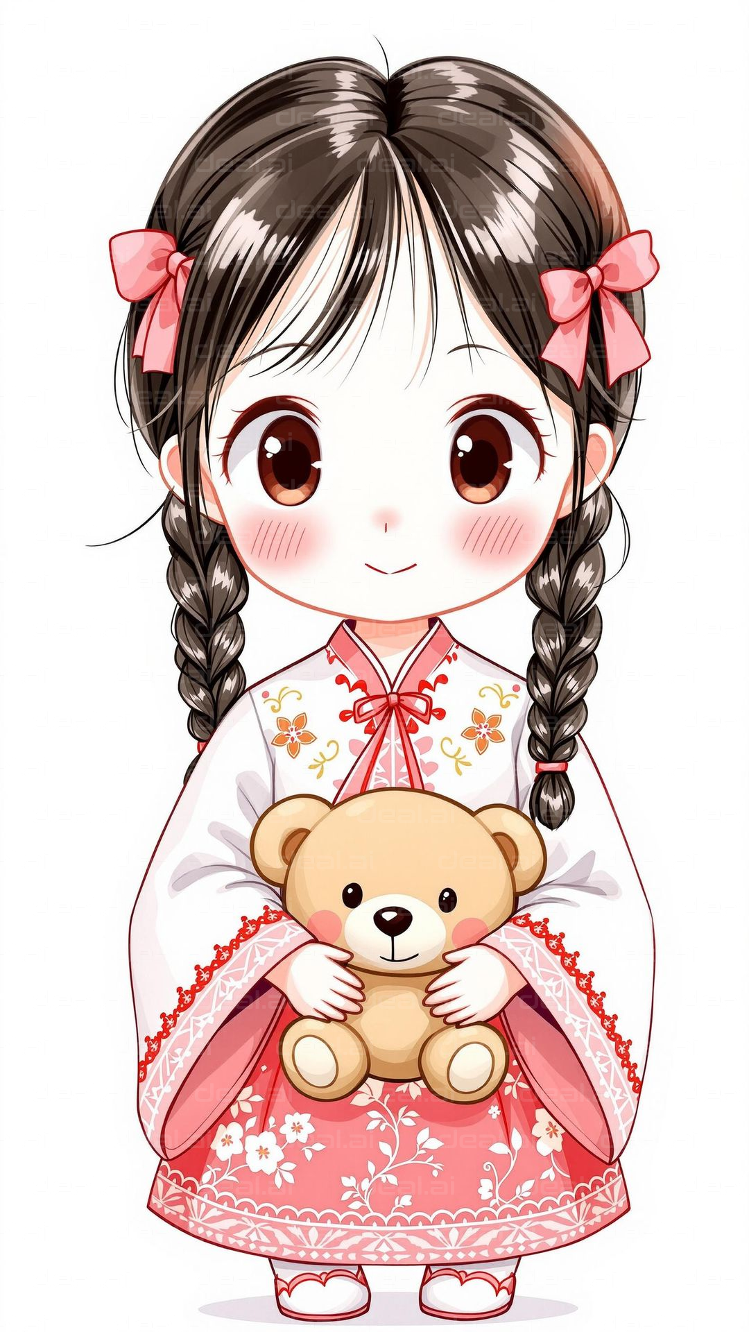 Chibi Girl with Teddy Bear