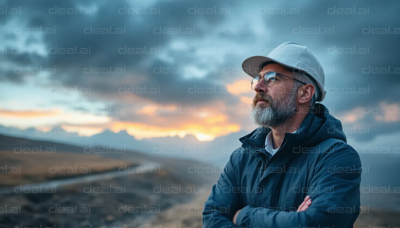 Pensive Engineer at Sunset