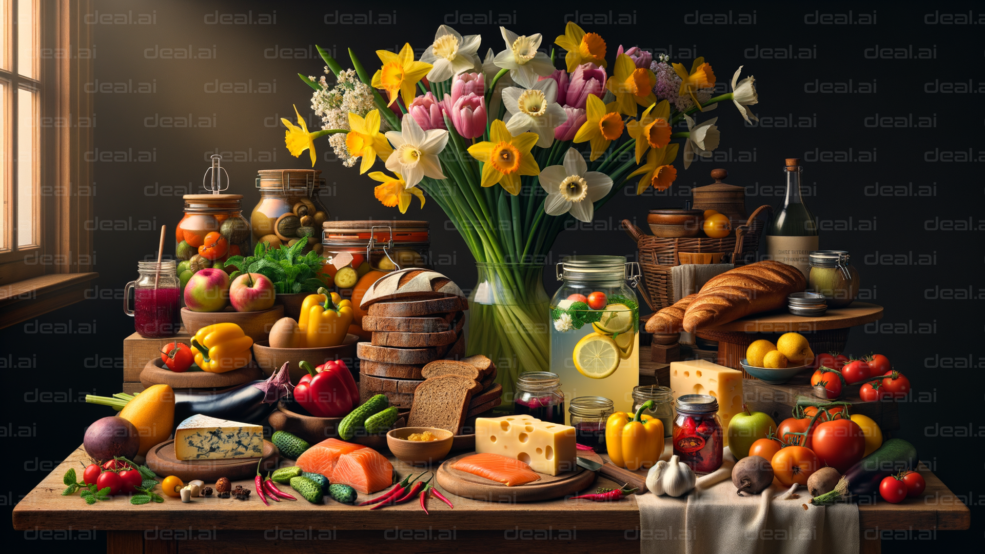 Rustic Feast with Blooms