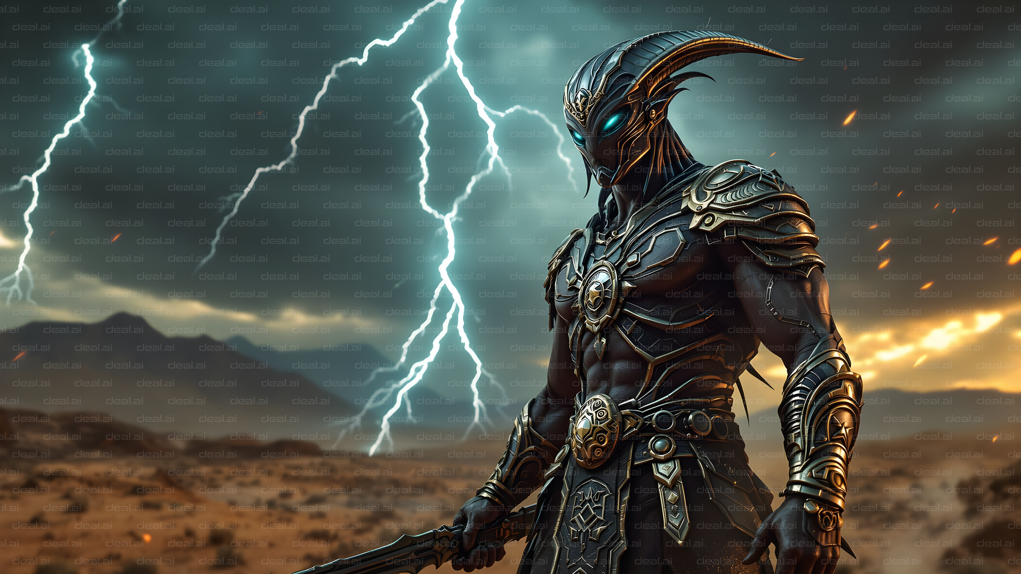 Armored Warrior Amidst the Storm