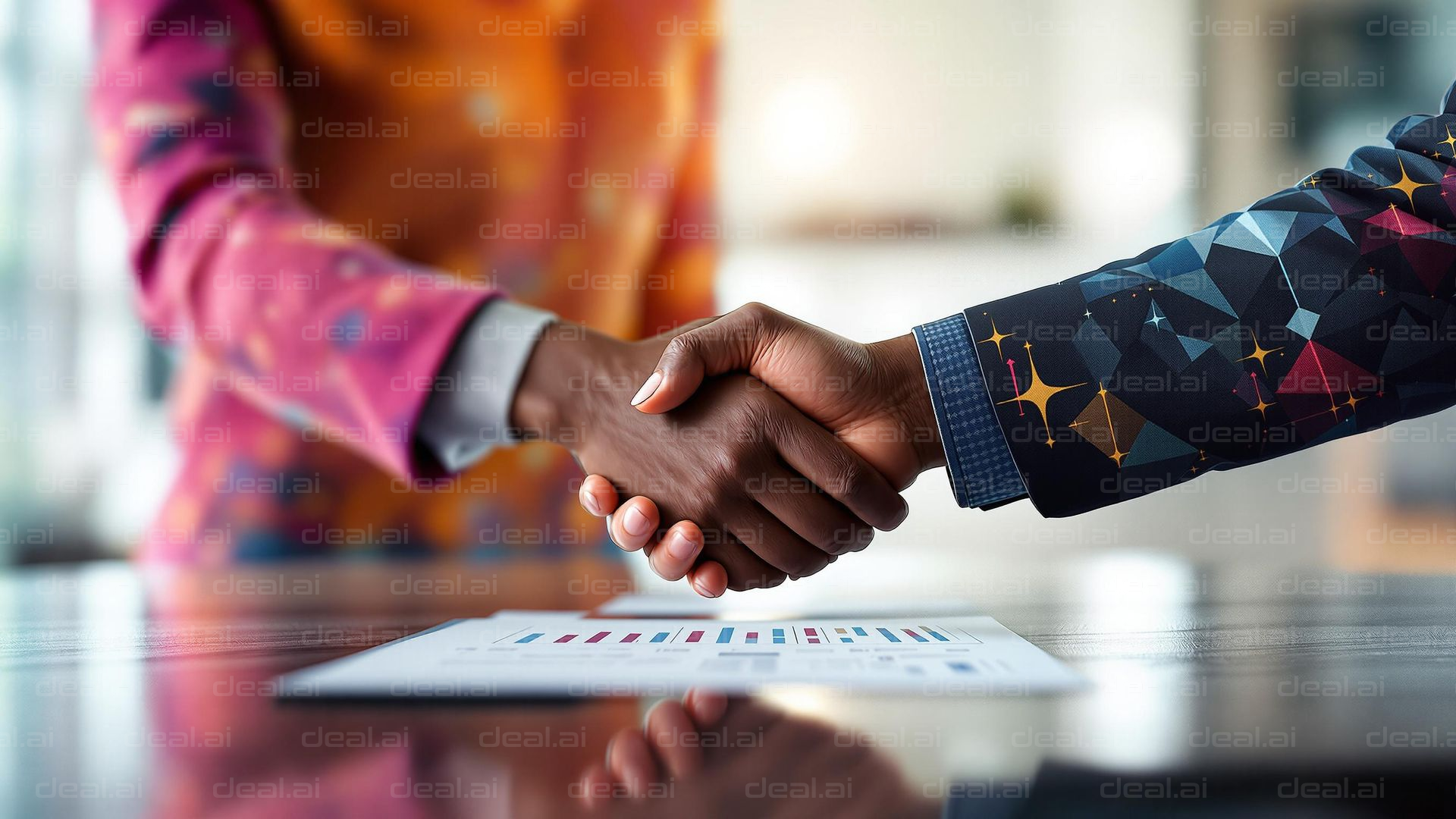 "Business Handshake with Charts"