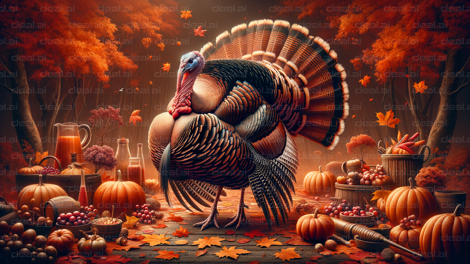 "Autumn Harvest with Majestic Turkey"