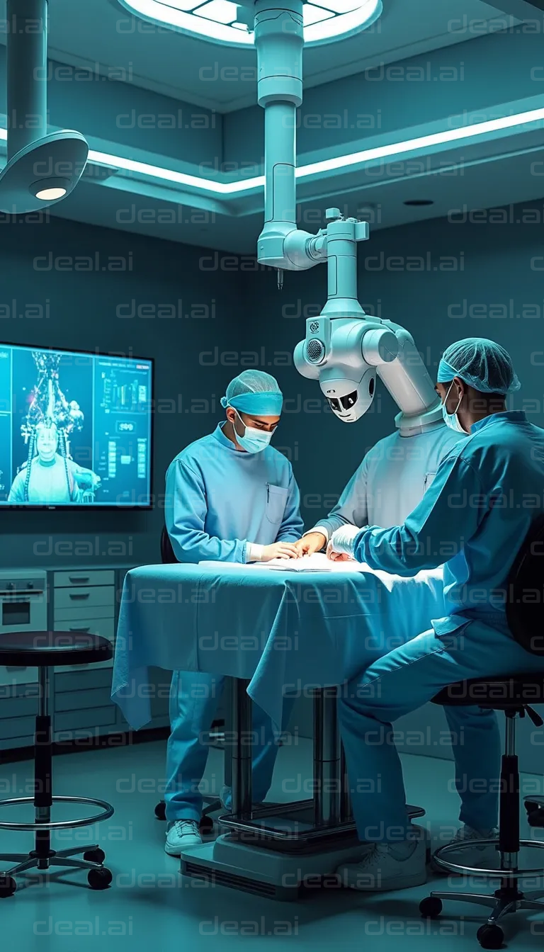 "Surgeons and Robot in Operating Room"