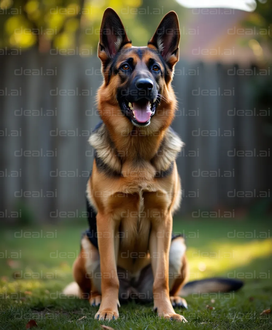 Alert German Shepherd in the Yard