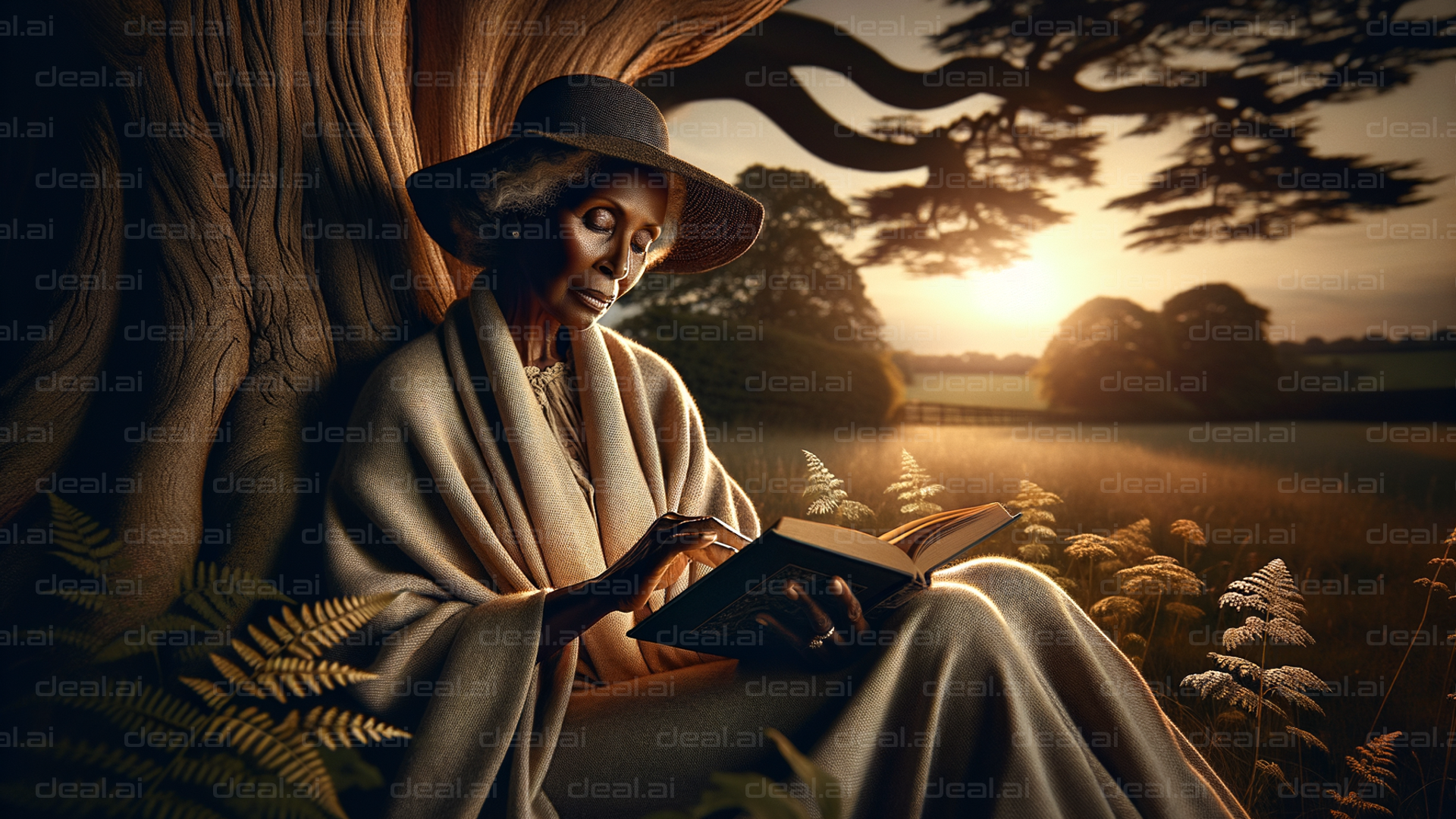 "Reading in Serenity at Sunset"