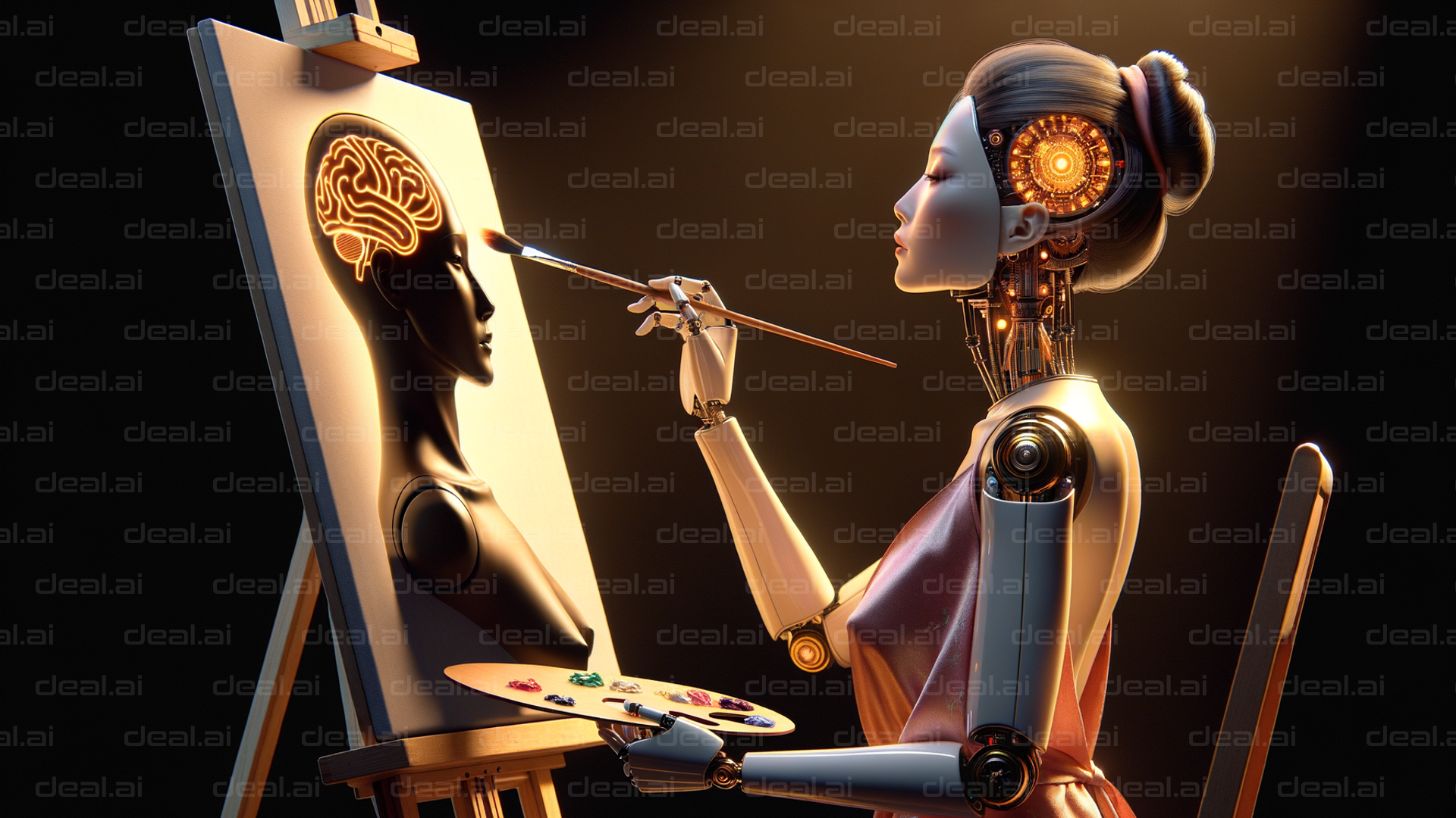 "Robot Artist Painting Mind"