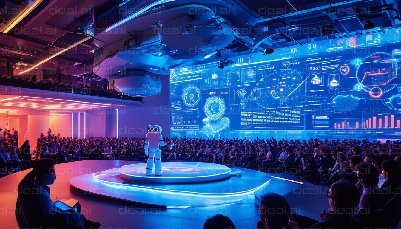 "AI Robot Presenting at Tech Conference"