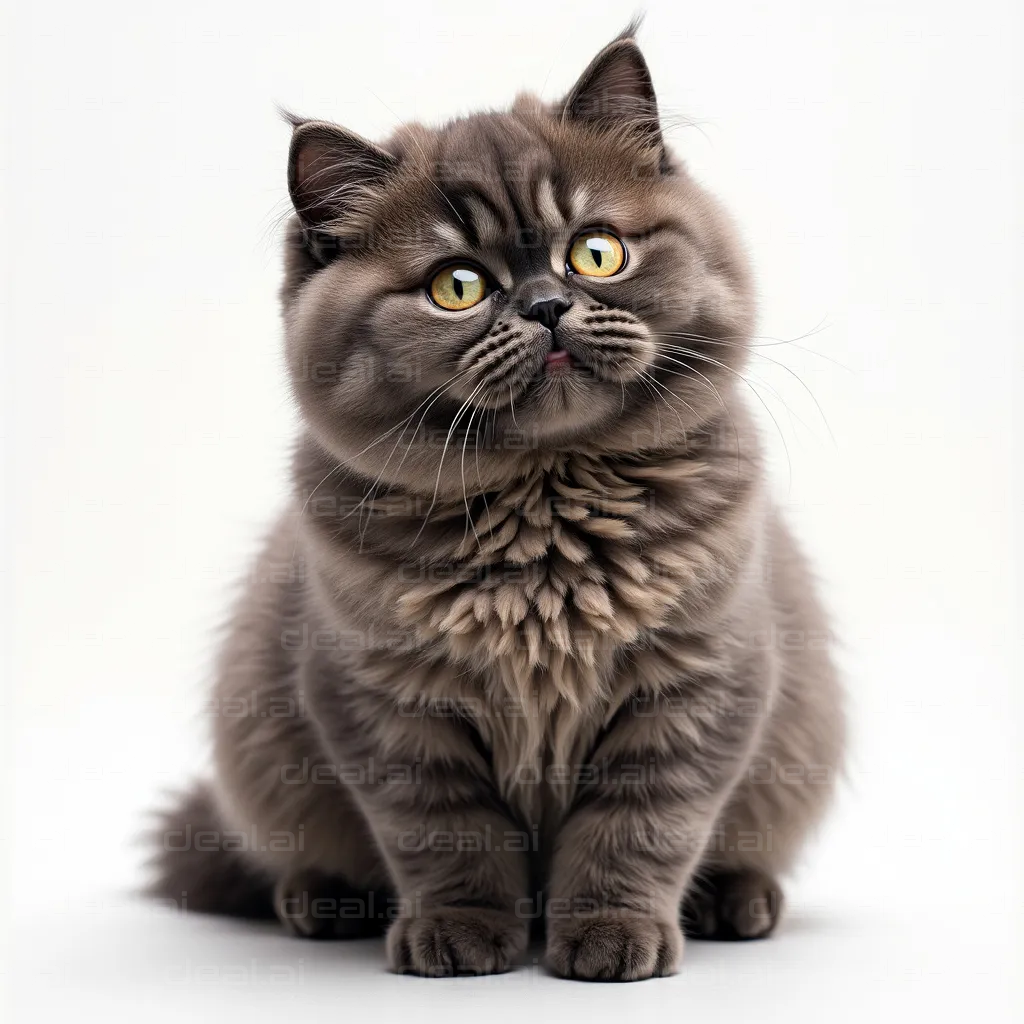Fluffy Cat with Big Amber Eyes