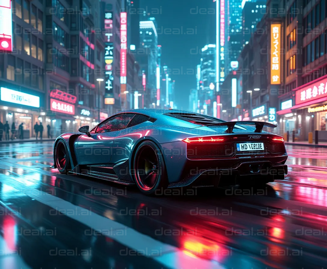 "Supercar Night Drive in Neon City"